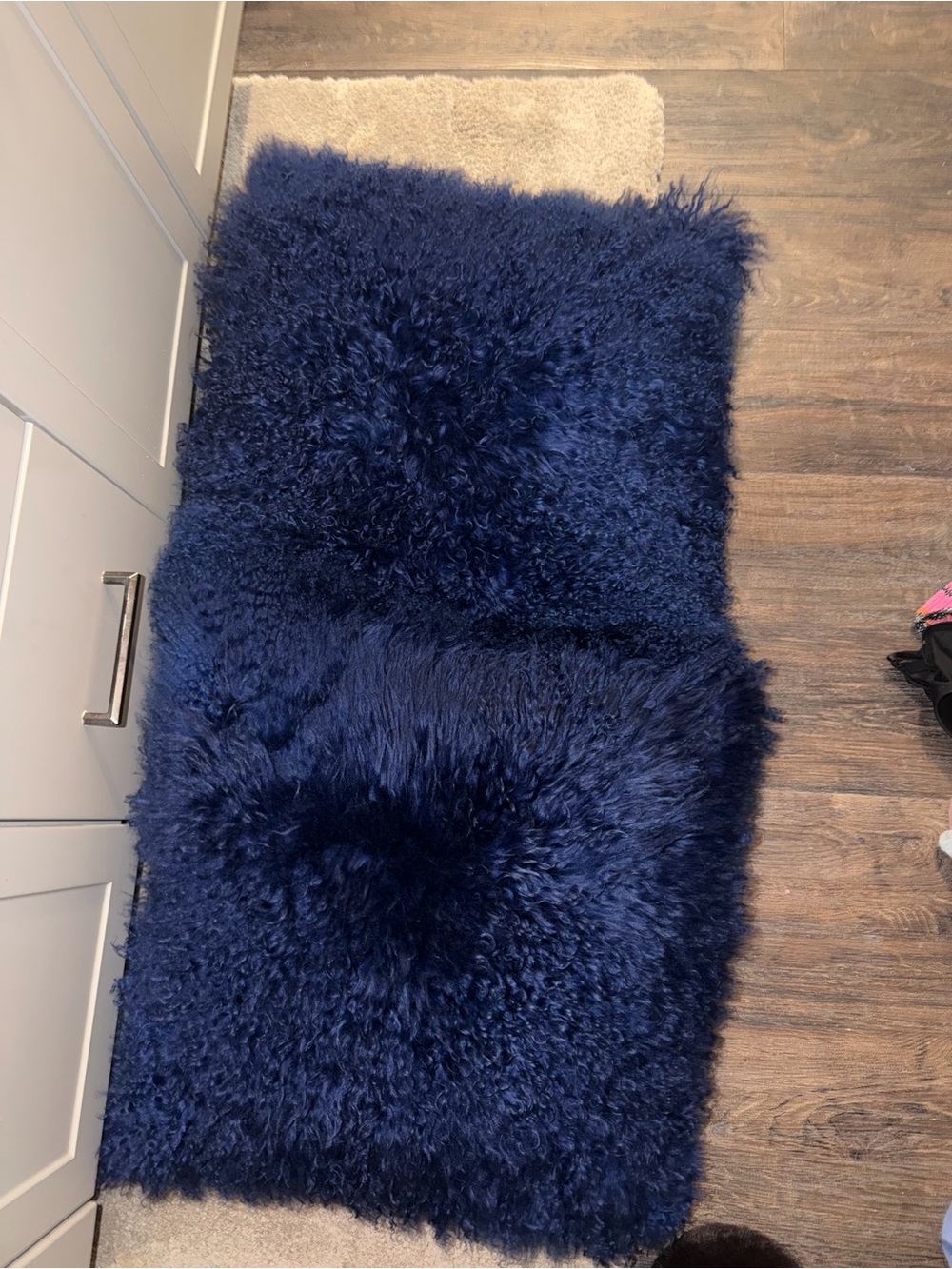 Luxurious Navy Mongolian Fur Accent Pillow set of 2